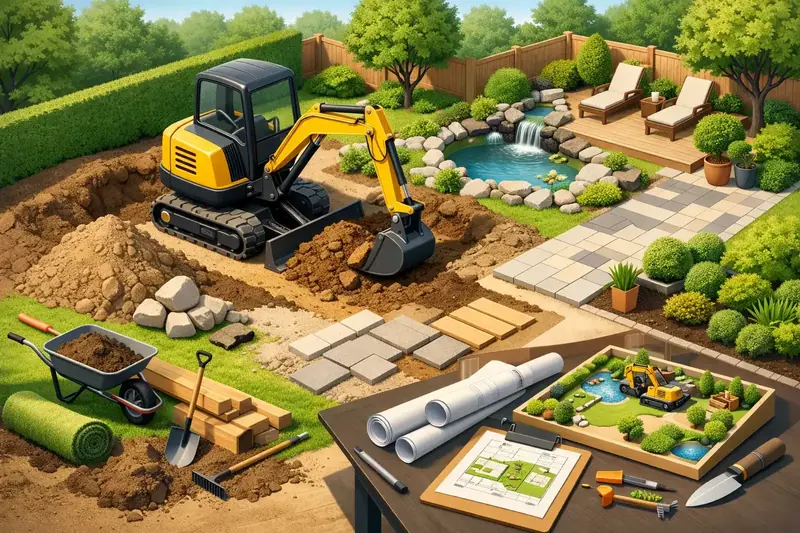 Baggerarbeiten für Gartenumbau richtig planen