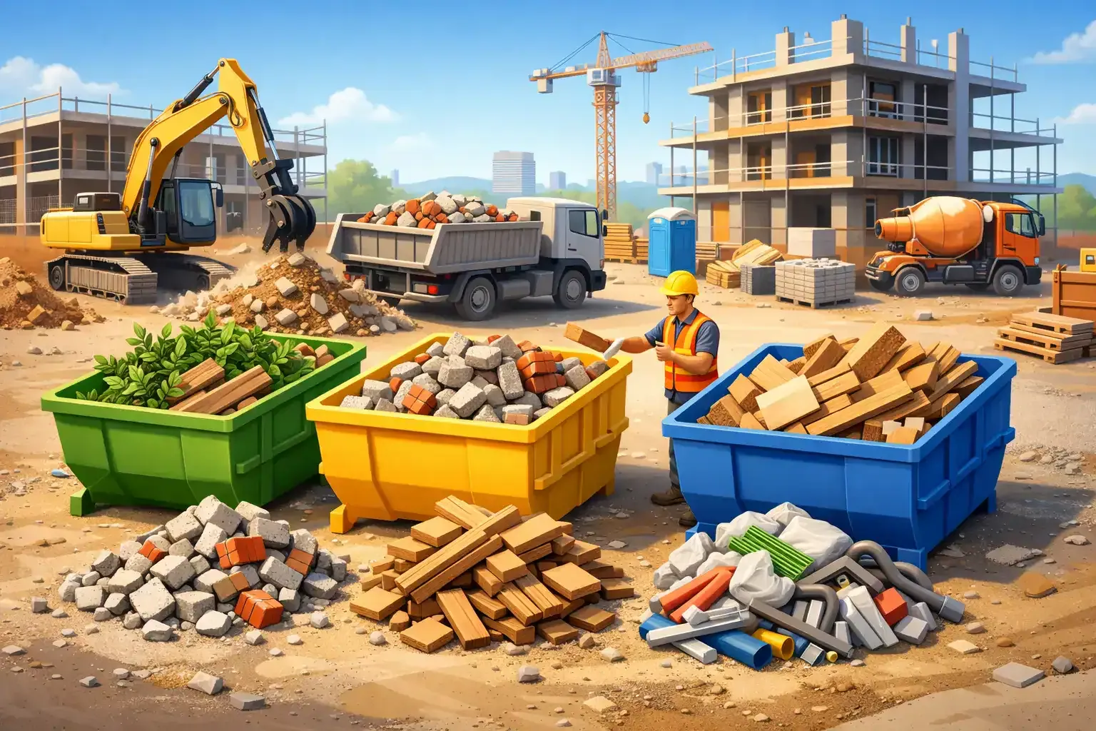 Baumischabfall richtig trennen auf der Baustelle