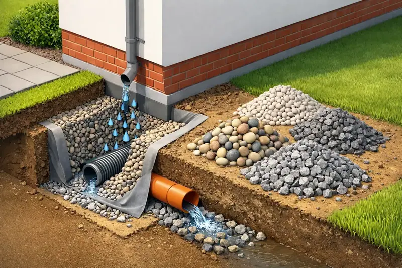 Welcher Kies eignet sich für Drainage am Haus?