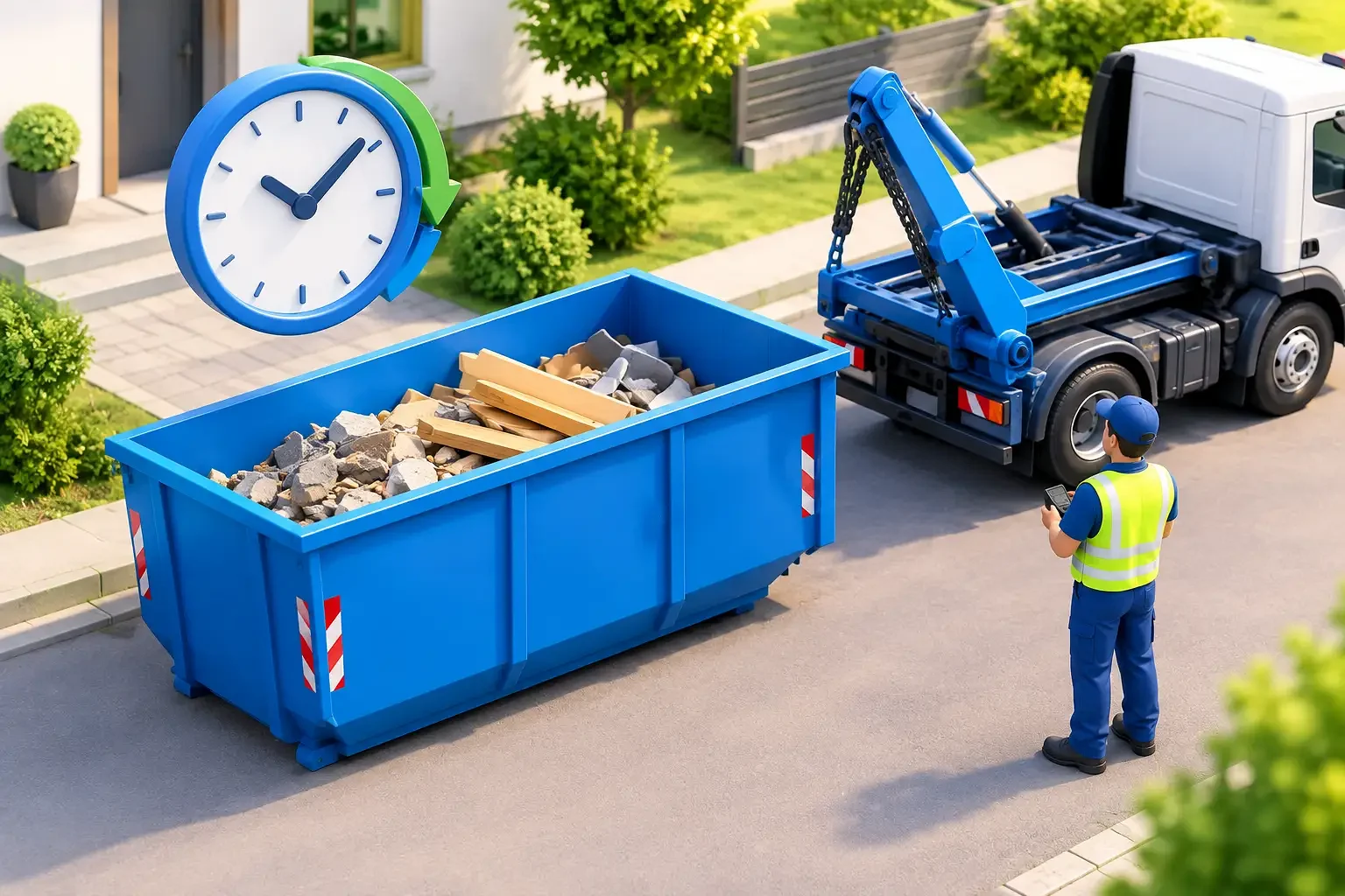 Wie lange dauert die Muldenabholung genau?