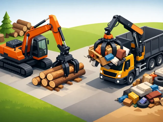 Greiferarbeiten für Holz und Sperrgut