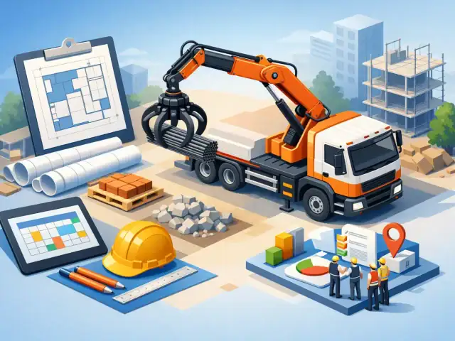 Kran mit Greifer mieten und Arbeiten planen