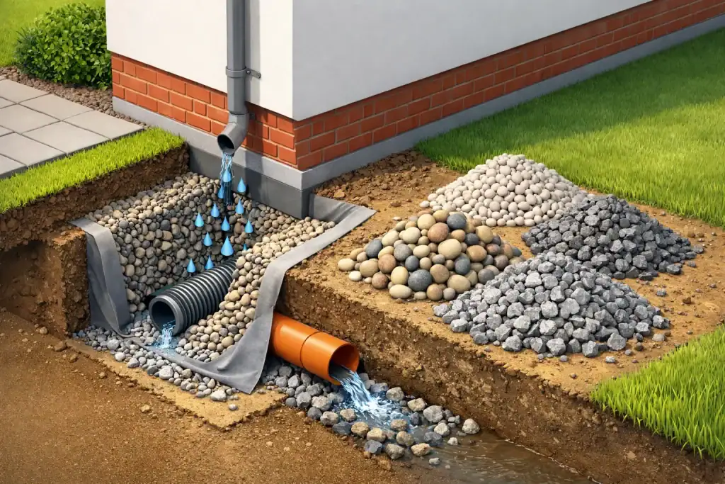 Welcher Kies eignet sich für Drainage am Haus?